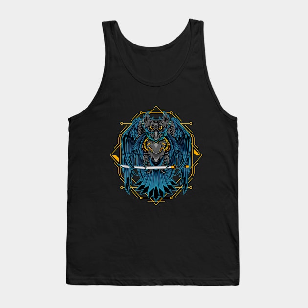 Mecha Owl Design Tank Top by Axl Cloth